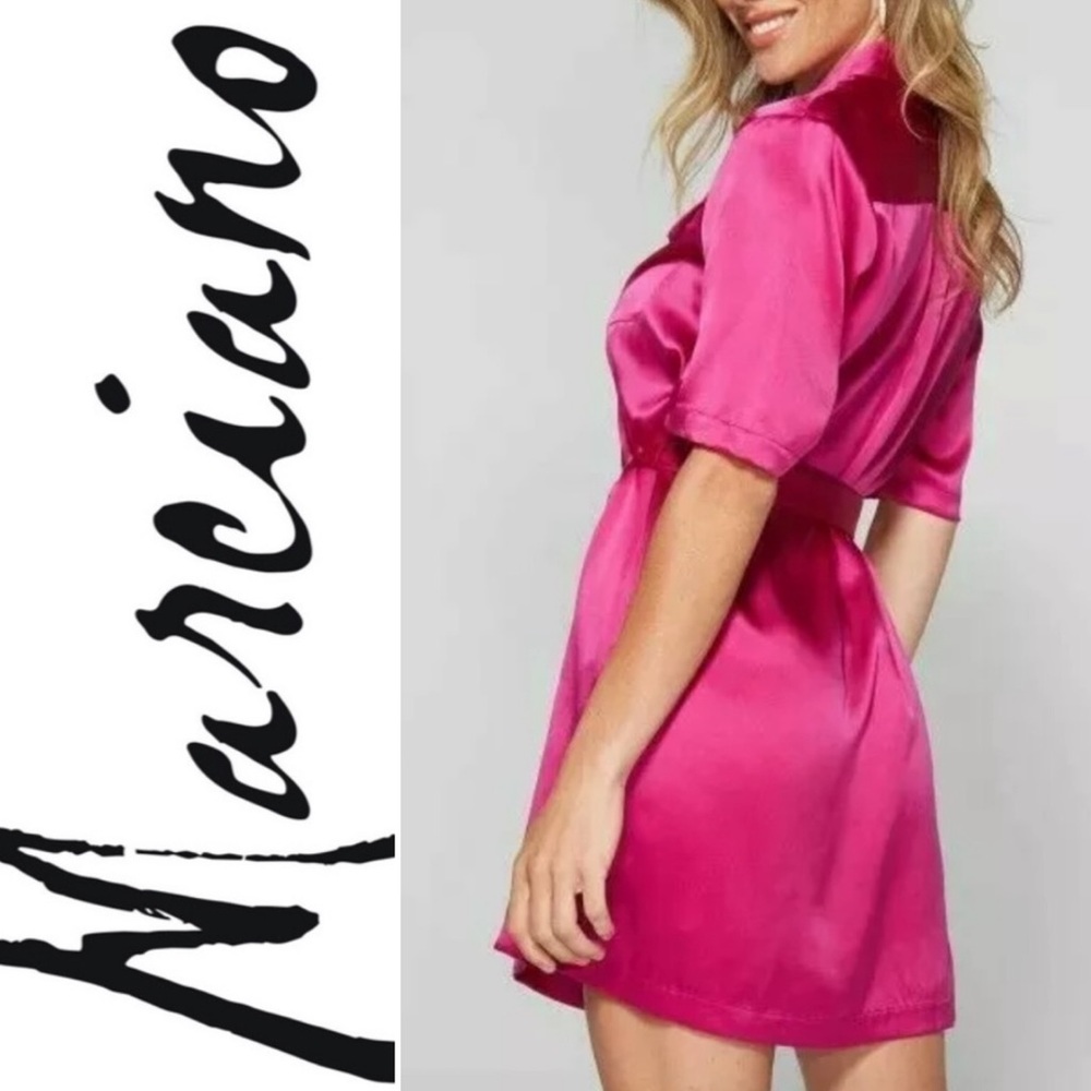 💖NWT💯SILK DRESS LUXE MARCIANO SHIRT DRESS W BELT IN LYNX PINK